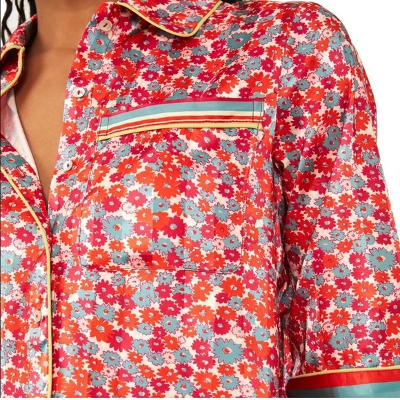 Free People Pillow Talk Satin PJ Pajama Set Retro Floral NWT - Picture 5 of 12